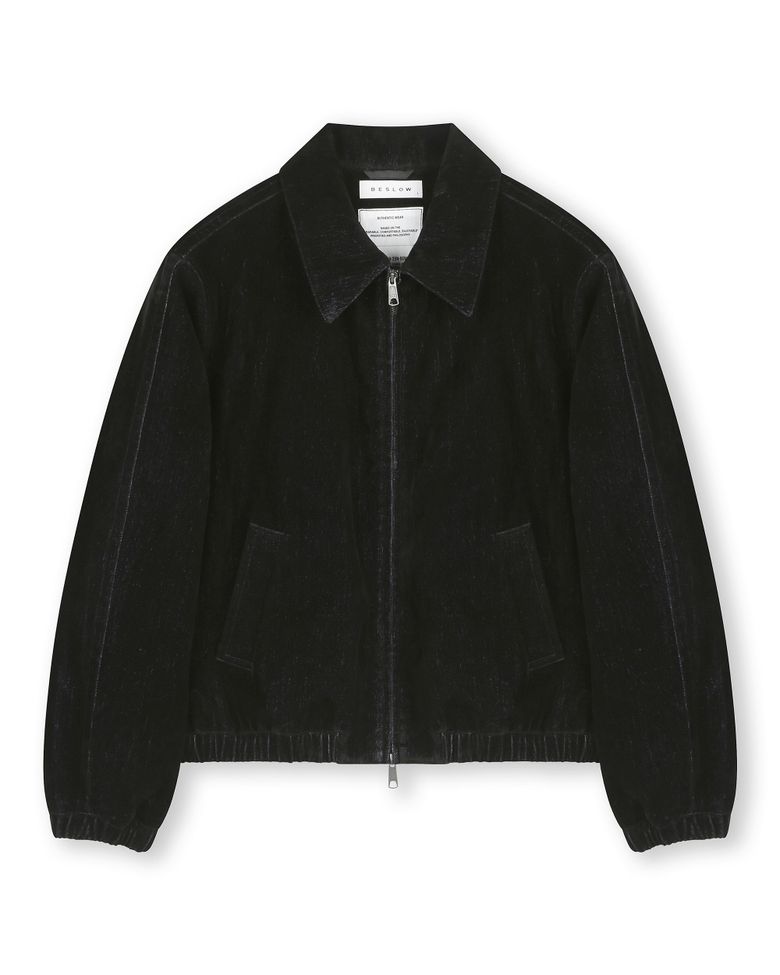VELVET DENIM PADDED BLOUSON BLACK