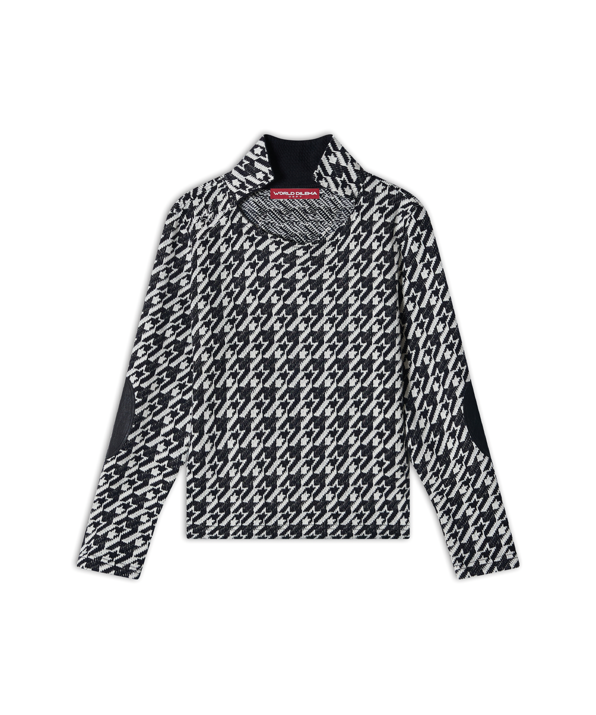 월드딜레마(WORLDDILEMA) High Neck Knit Long Sleeve T-Shirts (Hounds Tooth)