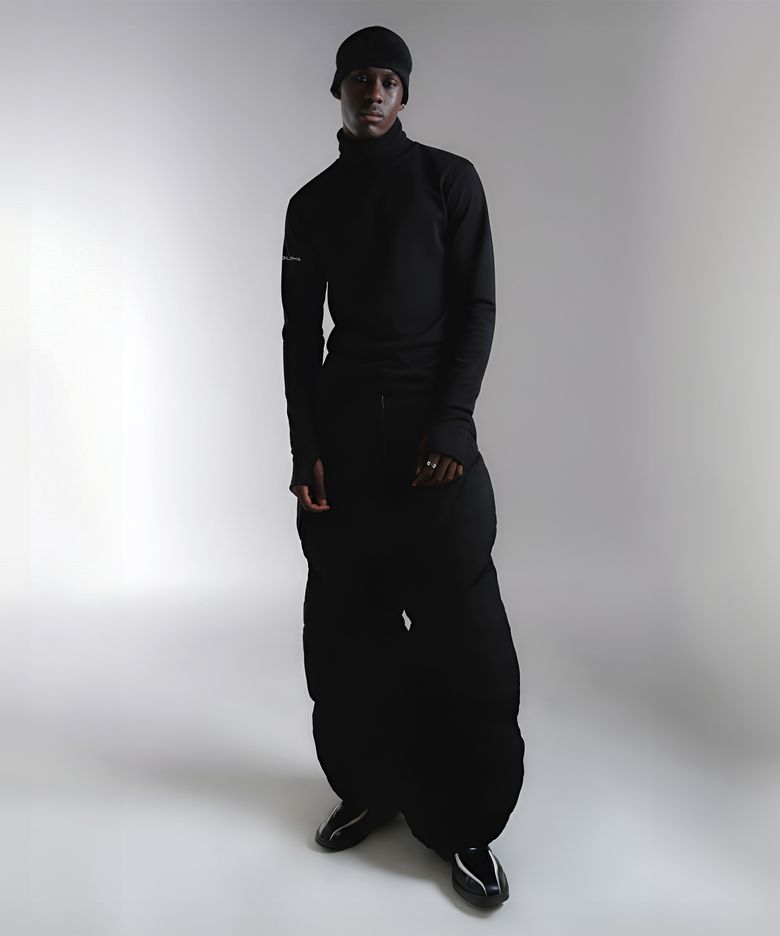 High Neck Long Sleeve T-Shirts (Black)