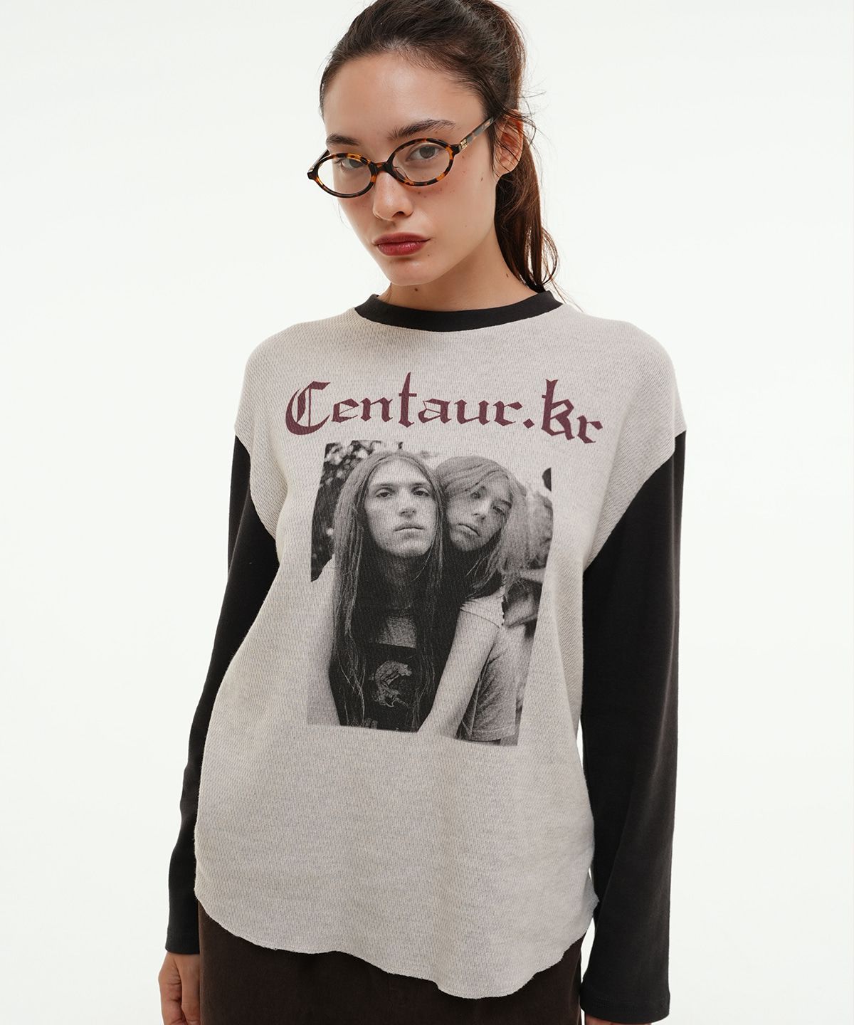 센토르(CENTAUR.KR) MY WAFFLE LONG SLEEVE T-SHIRT_BLACK