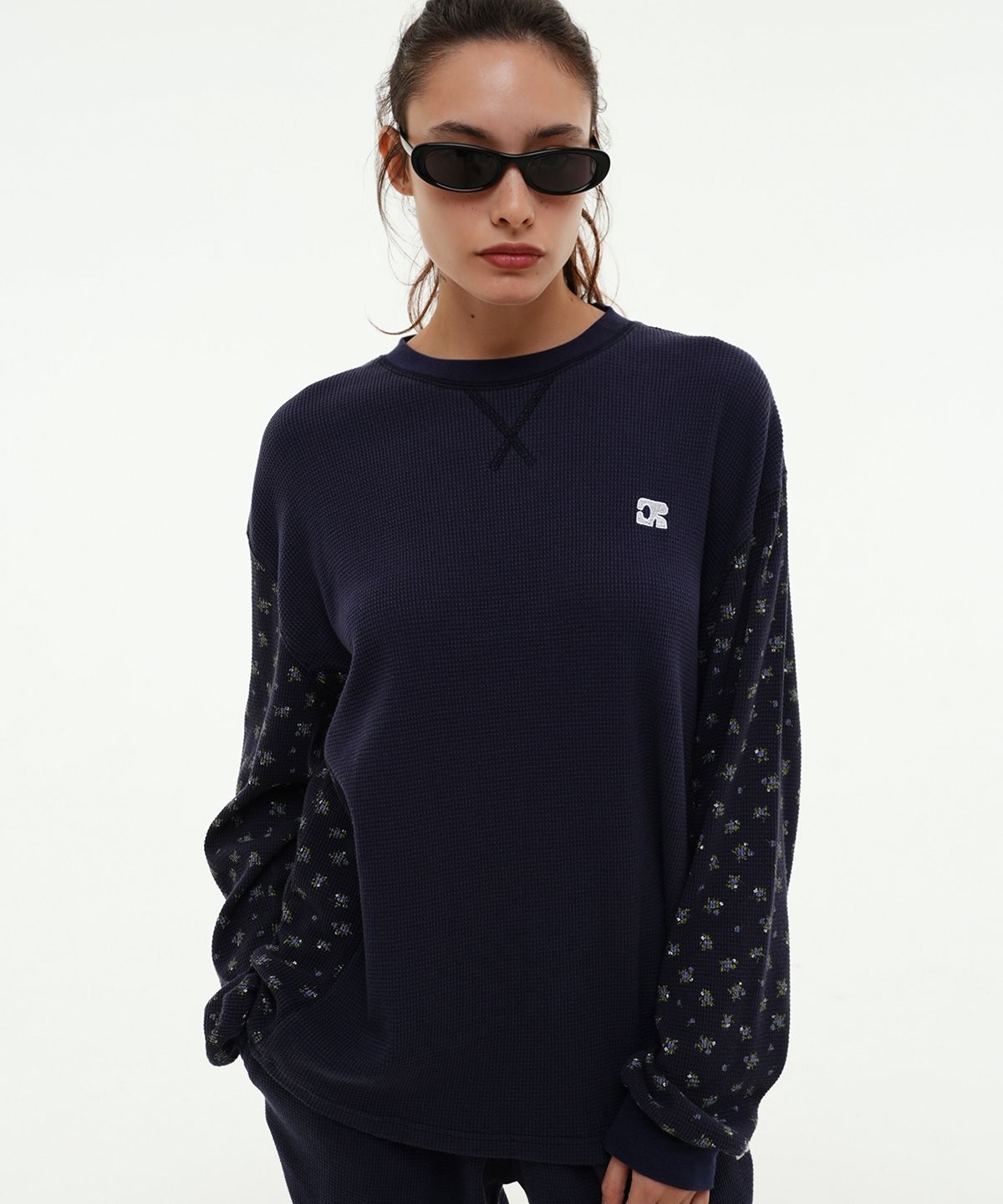 센토르(CENTAUR.KR) WAFFLE FLOWER COLOR BLOCK LONG SLEEVE_NAVY