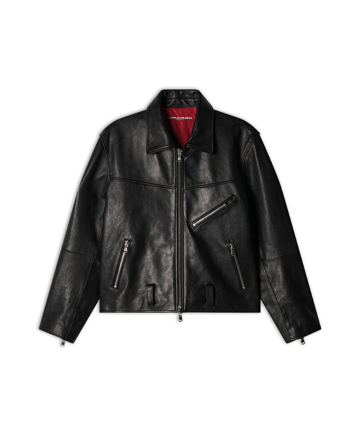 월드딜레마(WORLDDILEMA) Cow Leather Biker Jacket (Black)
