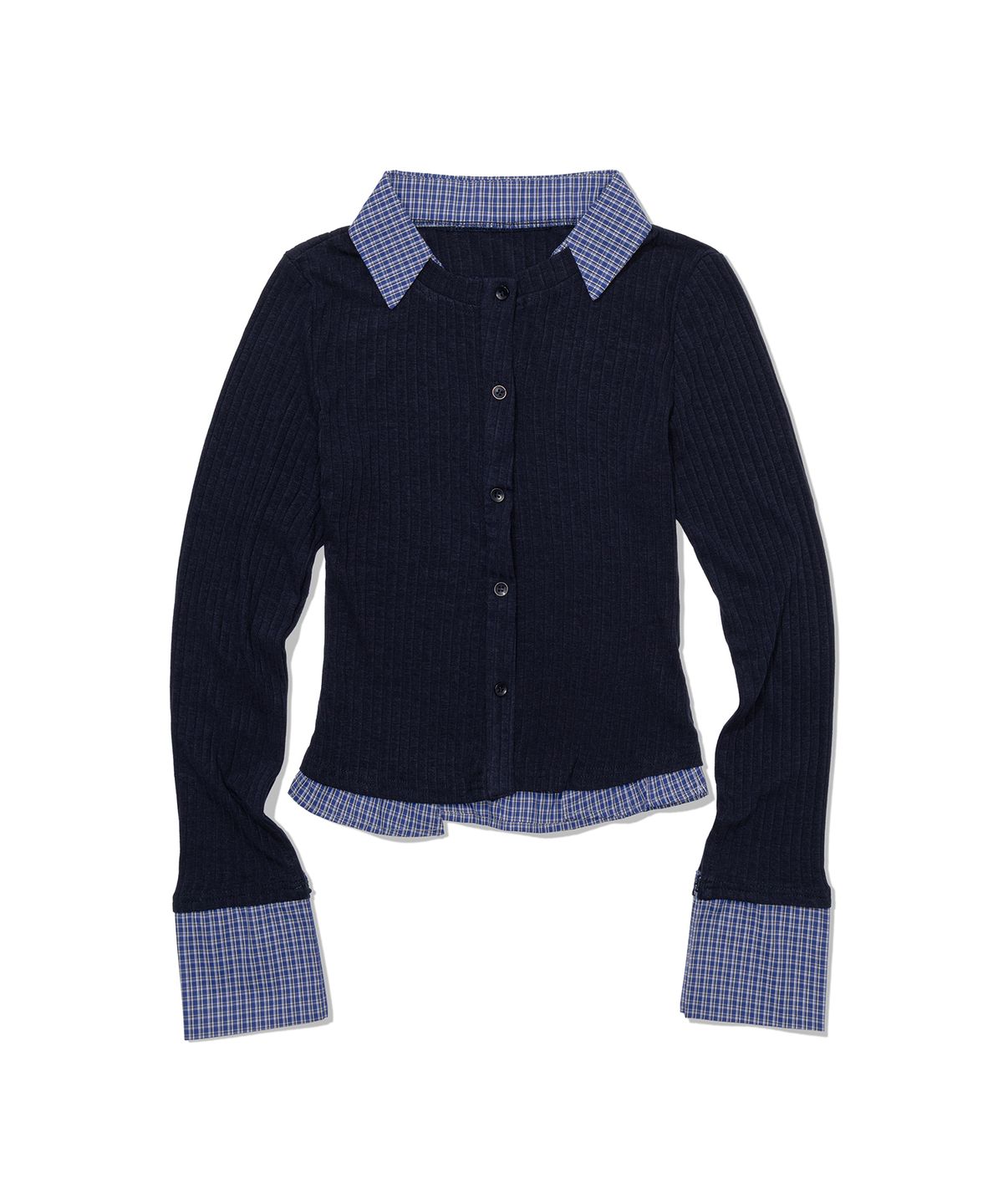 모아(MOAA) Dual Trim Shirt Cardigan (NAVY)