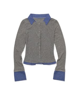 Dual Trim Shirt Cardigan (GRAY)