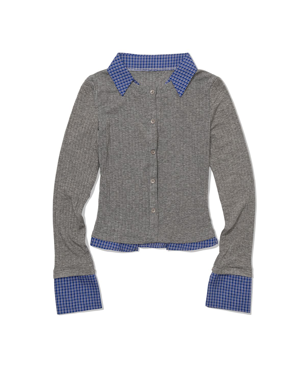 모아(MOAA) Dual Trim Shirt Cardigan (GRAY)
