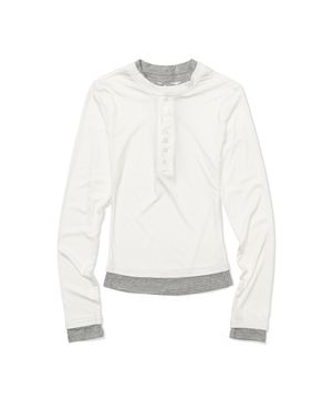 Layered Trim Henley sleeve (WHITE)