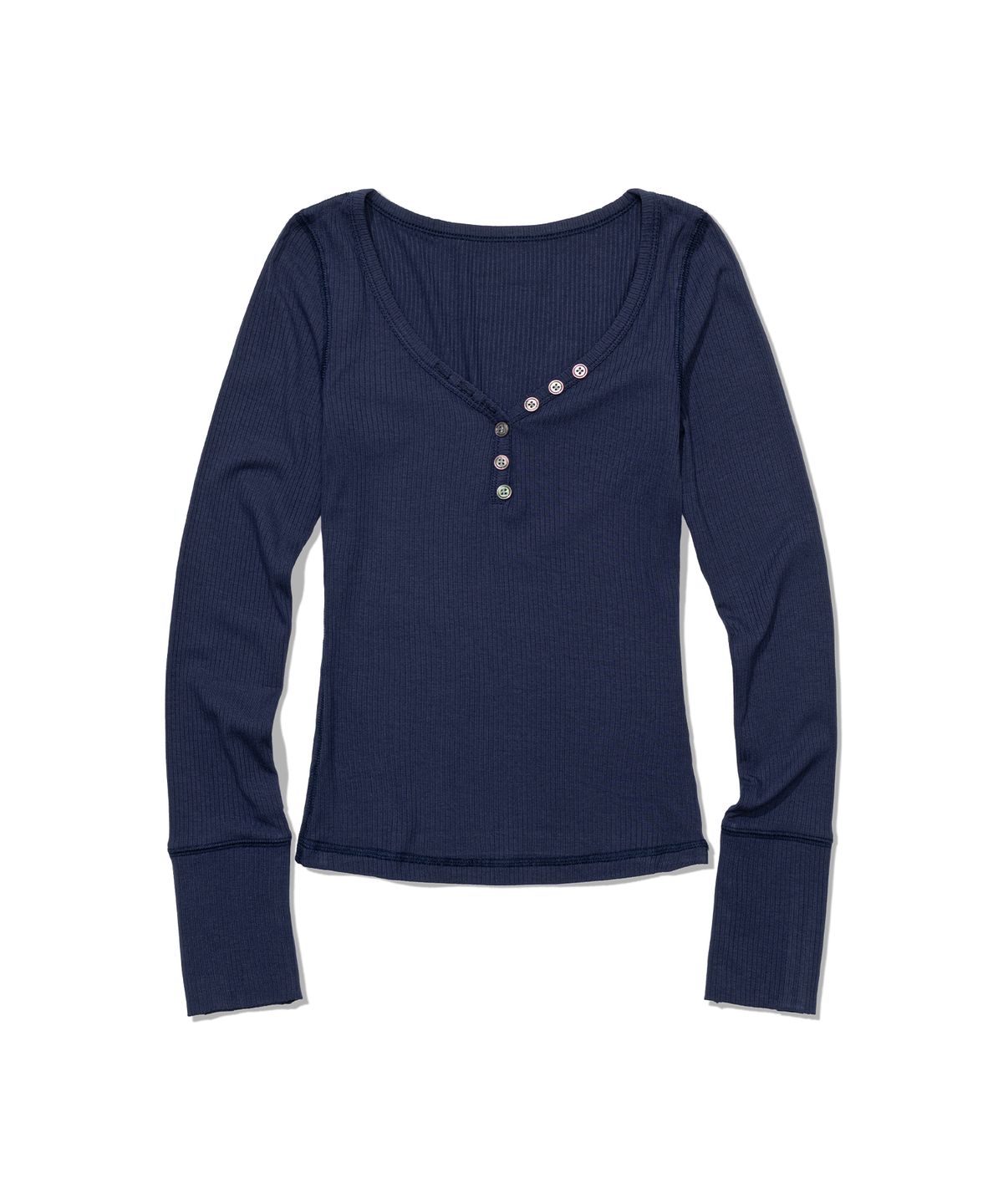 모아(MOAA) Button Line Rib Top (NAVY)