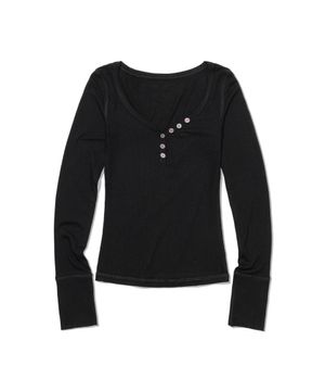 Button Line Rib Top (BLACK)