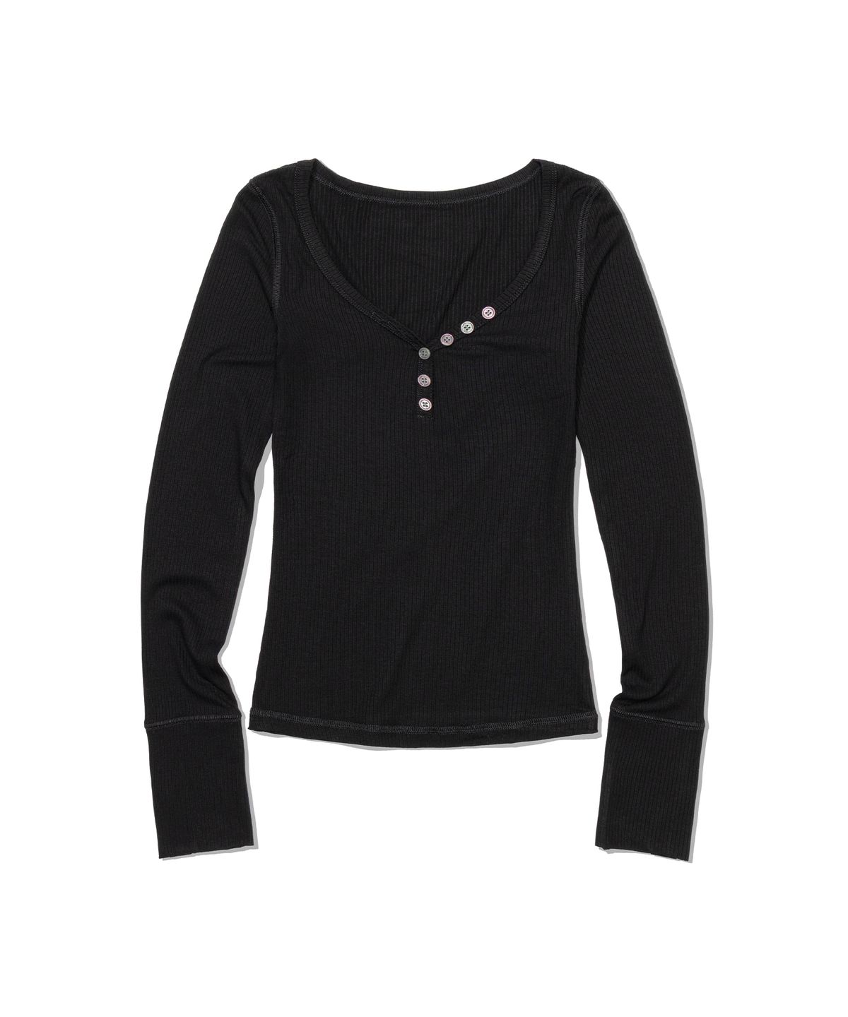 모아(MOAA) Button Line Rib Top (BLACK)