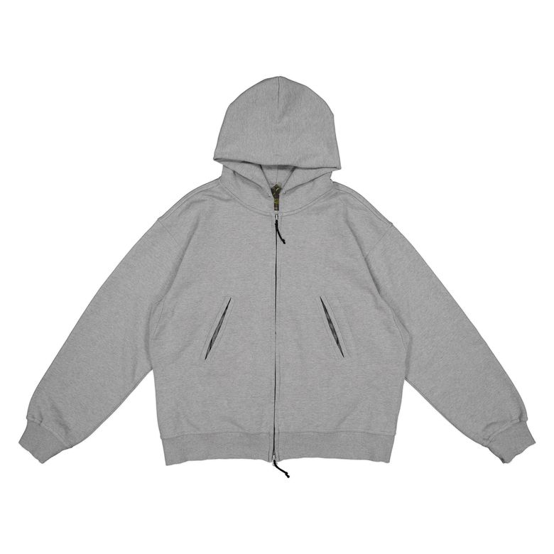 THERMAL ZIP-UP HOODIE / MELANGE GRAY