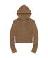 Ribbed Knit Zip Hoodie (BROWN)