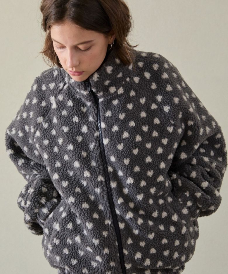 Heart Dumble Fleece Jacket_Grey