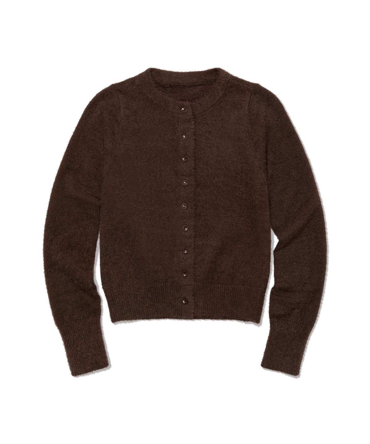 모아(MOAA) Soft Fuzzy Knit Cardigan (BROWN)