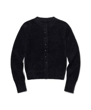 Soft Fuzzy Knit Cardigan (BLACK)