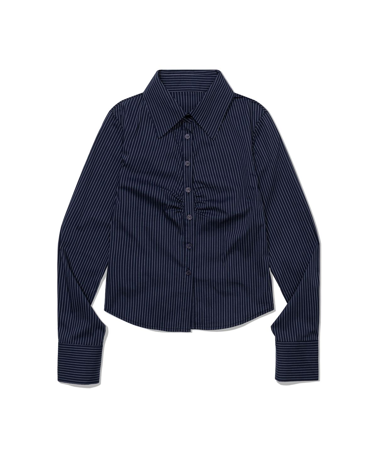 모아(MOAA) Stripe Gather Shirt (NAVY)