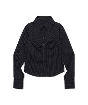 Stripe Gather Shirt (BLACK)