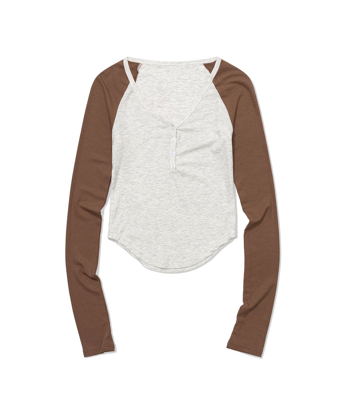 모아(MOAA) Dual Tone Raglan Tee (BROWN)