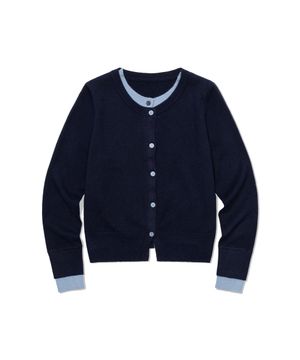 Dual weave Trim Cardigan (NAVY)