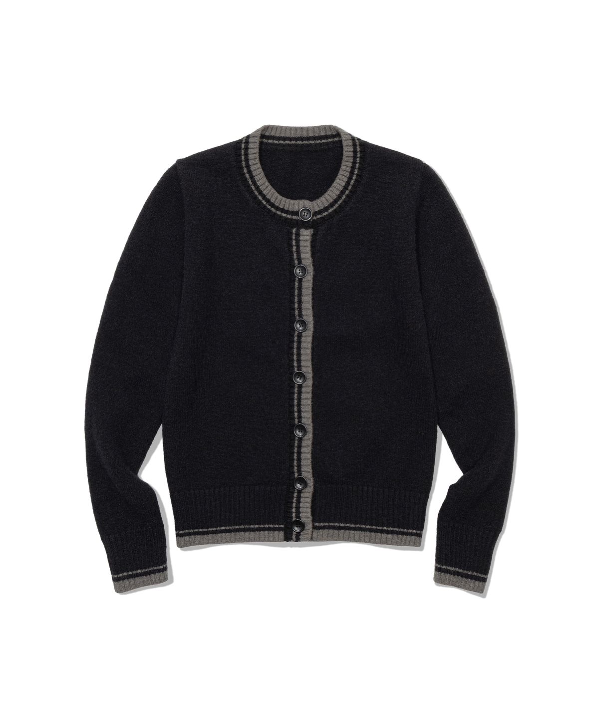 모아(MOAA) Border Knit Cardigan (CHARCOAL)