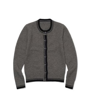 Border Knit Cardigan (GRAY)