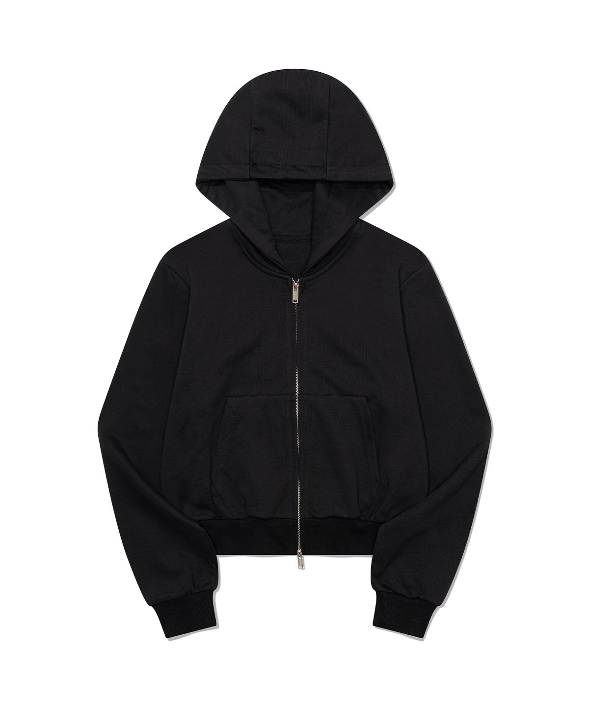 모아(MOAA) Cropped Zip Hoodie (BLACK)