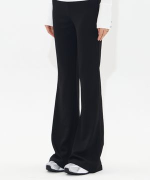 Hidden Zip Flare Pants (BLACK)