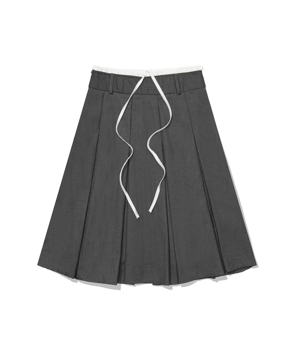모아(MOAA) Laced Pleated MIDI Skirt (GRAY)