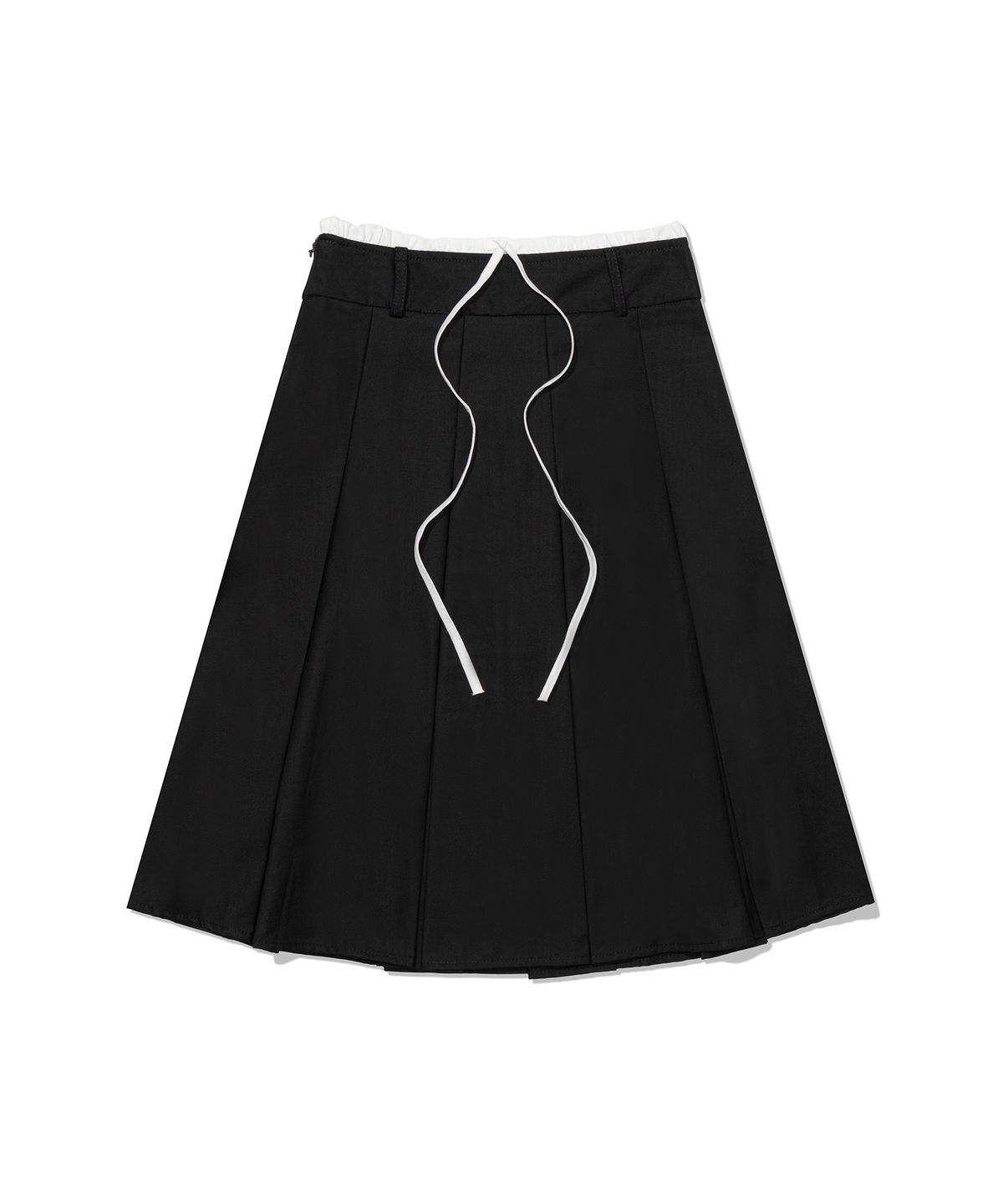 모아(MOAA) Laced Pleated MIDI Skirt (BLACK)