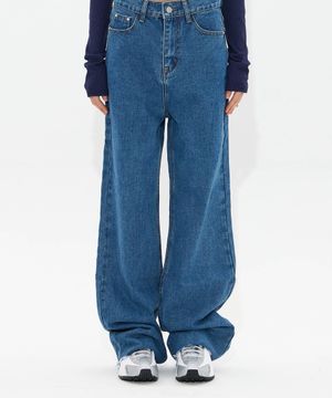 Fray Hem cut jeans (WASHED DEEP BLUE)