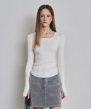 [우먼] 슬림 스퀘어넥 골지 니트 6 COLOR COWKT005