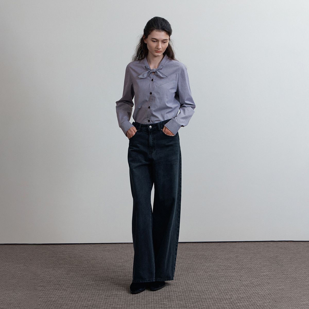 퍼블리카엑스(PUBLICKA X) NELL SCARF SHIRT CHECK BLUE