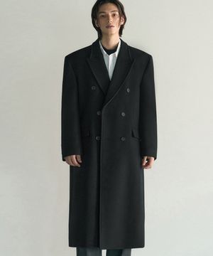 울 더블 체스터 코트 [블랙]
