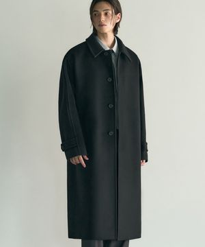 캐시미어 오버사이즈 미니멀 발마칸 코트 [블랙]