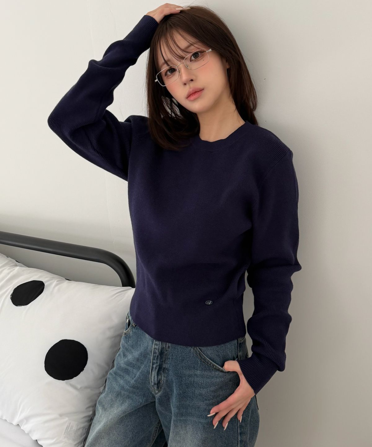 커스텀어클락 우먼(COSTUMEOCLOCK WOMAN) 베이직 라운드 골지 니트 10 COLOR COWKT002