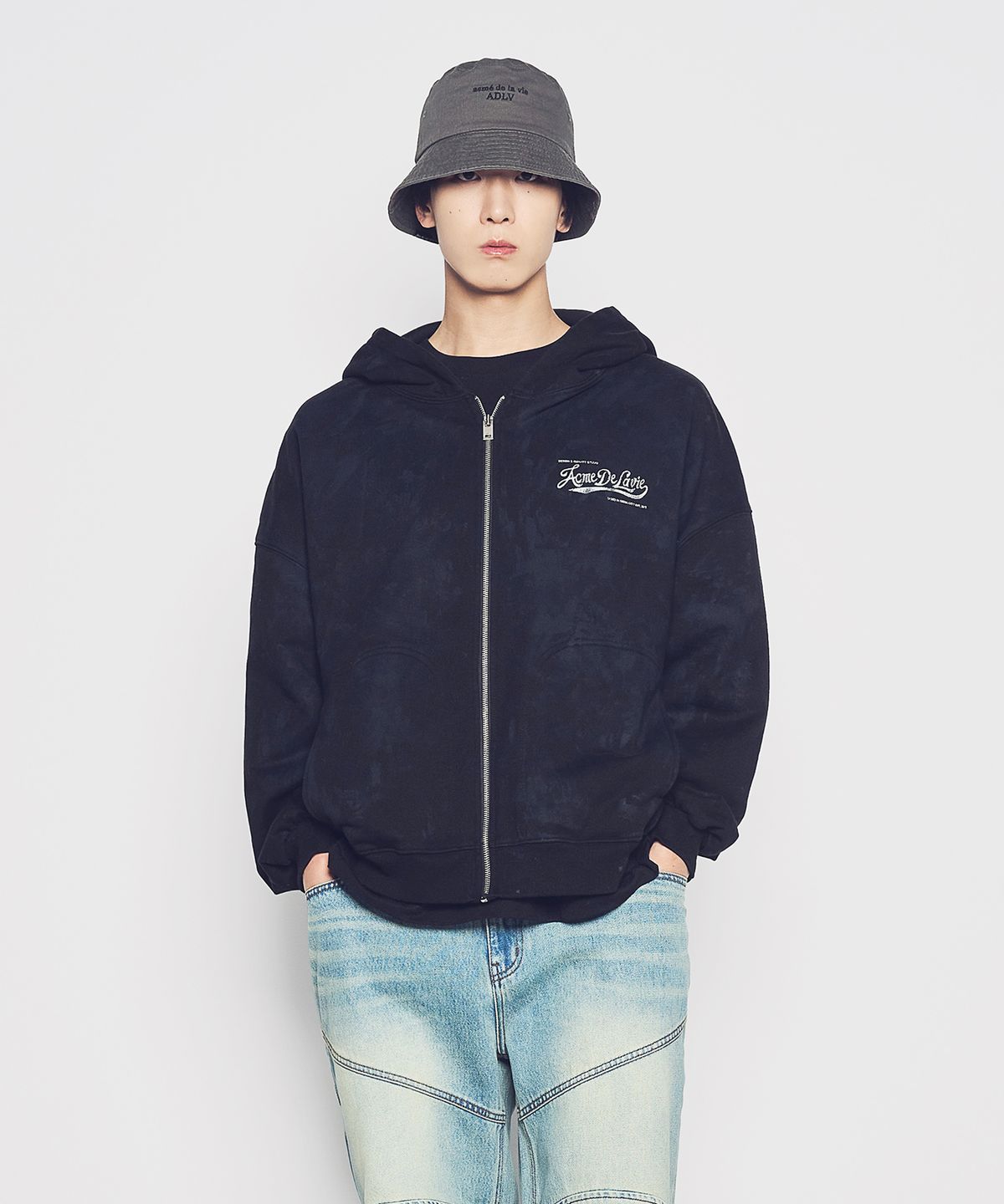 아크메드라비(ACME DE LA VIE) DIRTY WASHED HOODIE ZIP UP