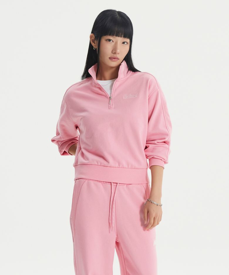NBNCF4W922 / WOMEN 에센셜 세미크롭 반집업 (PINK)