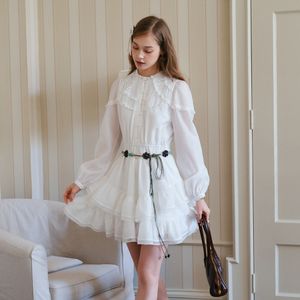 Cest_Ruffle layered white dress
