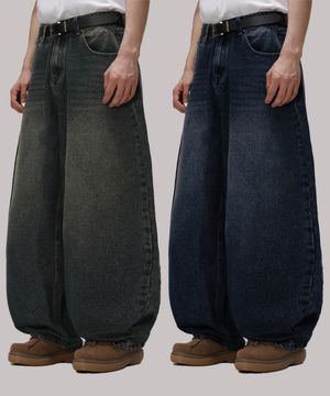 소프트 페이드 벌룬핏 데님 팬츠_3color