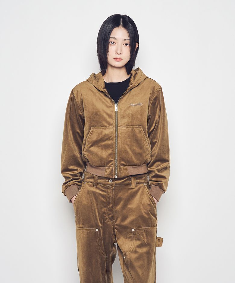 WOMAN VELVET HOODIE JACKET (3 COLOR)