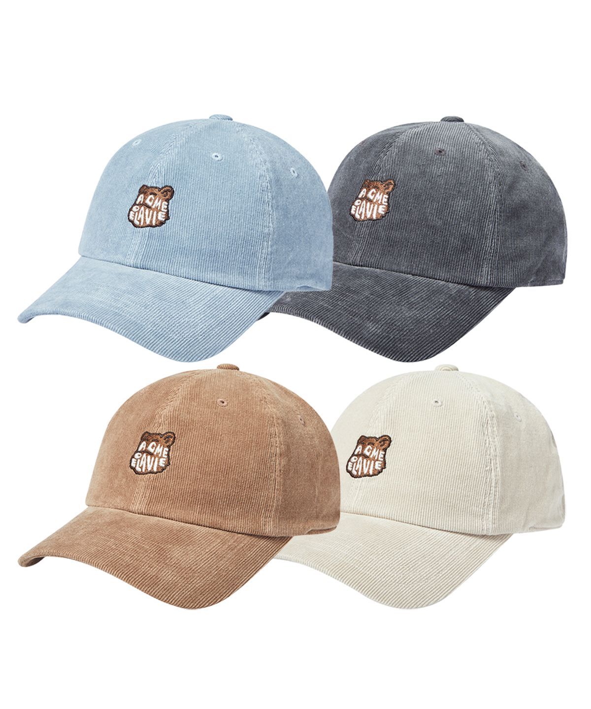 아크메드라비(ACME DE LA VIE) AC BEAR CORDUROY POINT BALL CAP (4 COLOR)