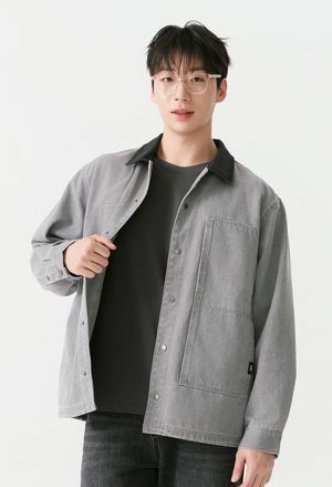남성) 코튼 카라배색 워크 자켓 AP3WWJ501-GY