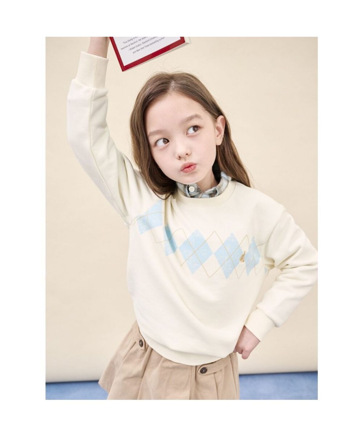 빈폴 키즈(BEANPOLE KIDS) 아가일 그래픽 스웨트 셔츠  아이보리 (BI5941U020) (BI5941U020)
