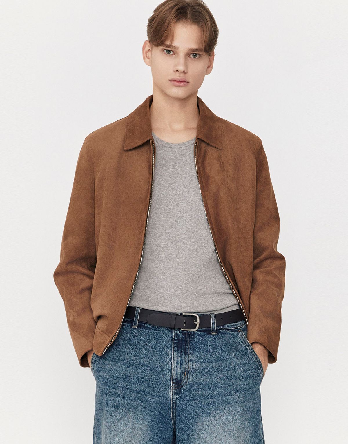 지오다노(GIORDANO) 신세틱 스웨이드 자켓 075908 [camel]