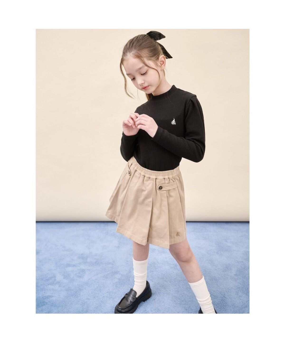 빈폴 키즈(BEANPOLE KIDS) 여아 클래식 골지 티셔츠  블랙 (BI5941G015)