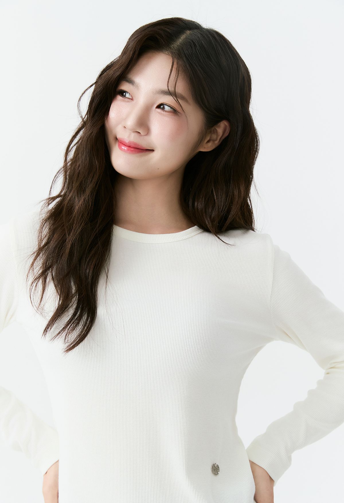 잠뱅이(JAMBANGEE) 여성) 골지 베이직 라운드넥 슬림 긴팔 티셔츠 AP3WTL555-IV