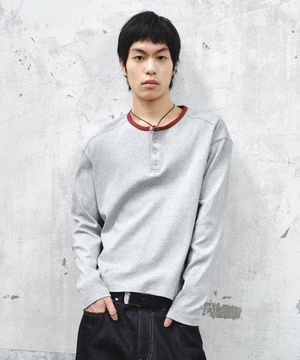 컬러링 헨리넥 롱 슬리브 : 2컬러