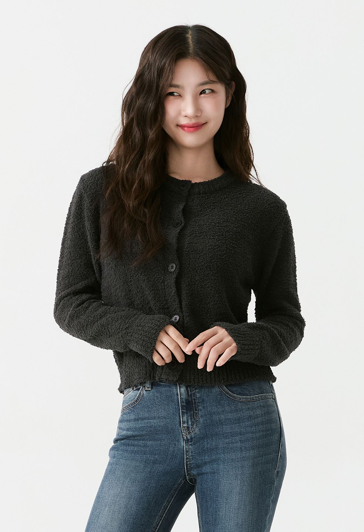 잠뱅이(JAMBANGEE) 여성) 테리 라운드넥 니트가디건 AP3WSC559-GY