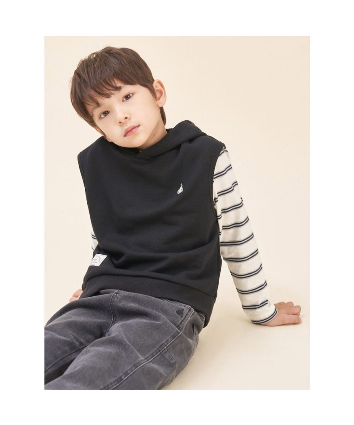 빈폴 키즈(BEANPOLE KIDS) 후드 스웨트 베스트  블랙 (BI5942U015)