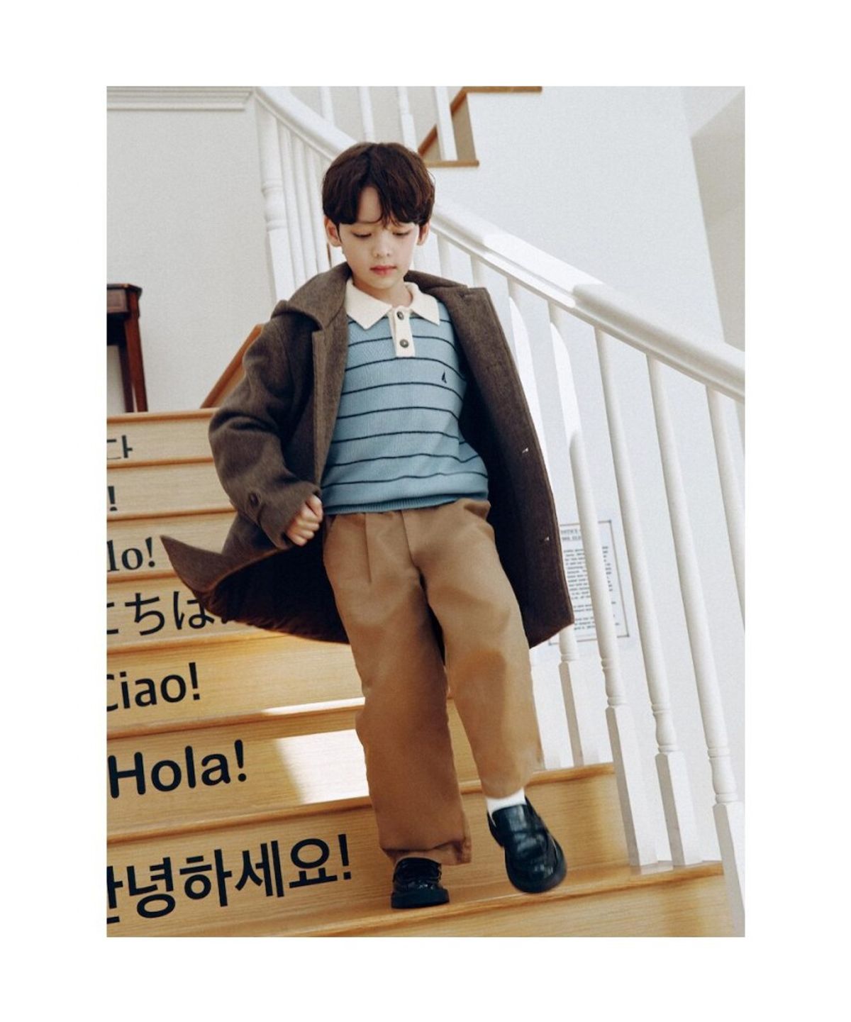 빈폴 키즈(BEANPOLE KIDS) 스트라이프 칼라 풀오버 니트  스카이 블루 (BI5951U02Q)