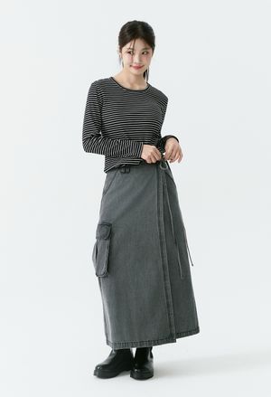 여성) 라이트 그레이 리오셀 난스판 랩스커트 DK AP3DDK666-LG